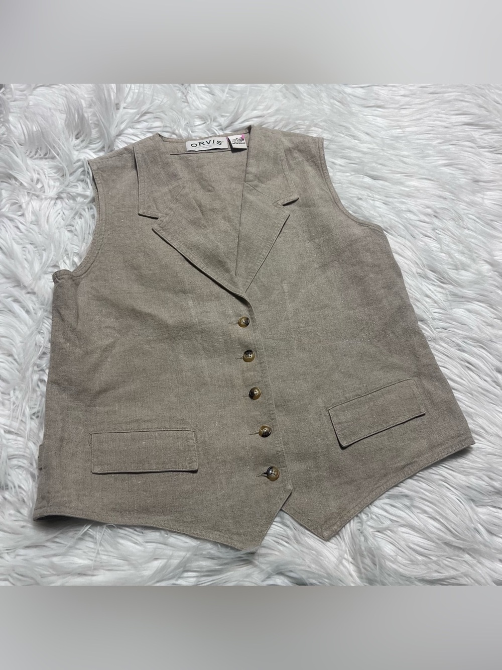 Orvis Neutral Linen Blend Vest in Beige